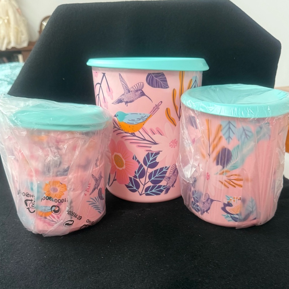 Colorful Bird and Floral Canister Set